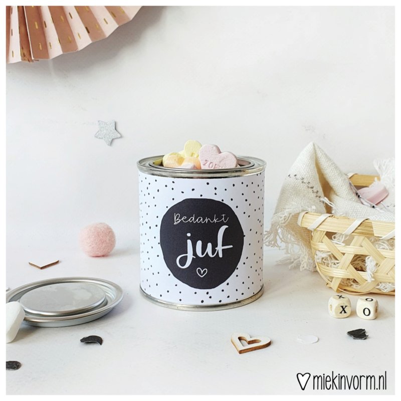 blikje met wikkel bedankt juf